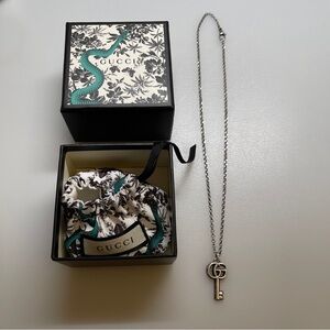 GUCCI Double G Sterling Silver 925 Key Necklace G charm